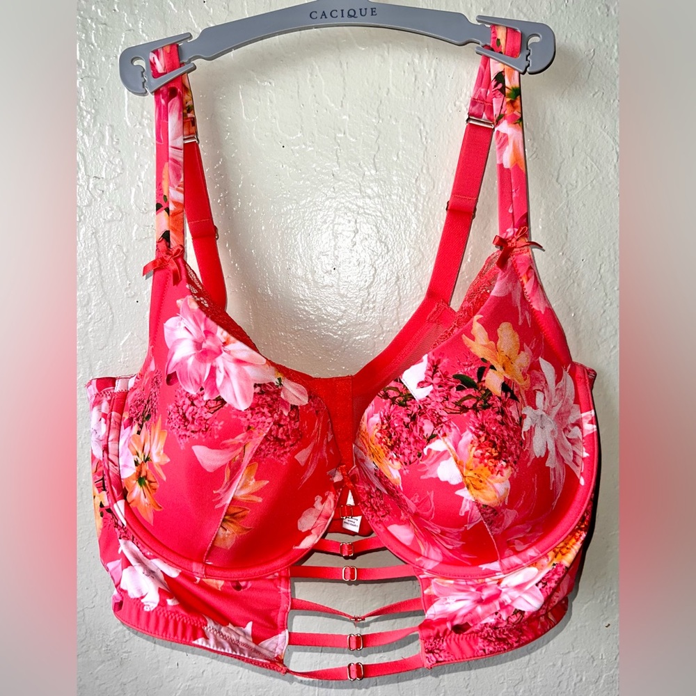 Beautiful Cacique Bra like corset size 40DDD orange pink
